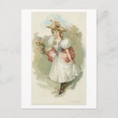 ピンクのバラの女の子（1885年頃） ポストカード (正面)
