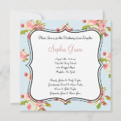 ピンクのバラの女の赤ちゃんの写真の《キリスト教》洗礼式や命名式 招待状 (裏面)