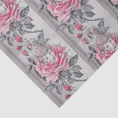 ピンクのバラの女性ティッシュペーパー|灰色 薄葉紙 (詳細)