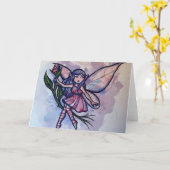 ピンクのバラの妖精 カード (黄色い花)