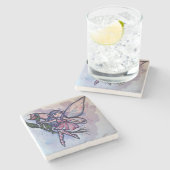 ピンクのバラの妖精 ストーンコースター (横)