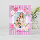 ピンクのバラの幸せな母の日カード カード (スタンド正面)