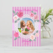 ピンクのバラの幸せな母の日カード カード (スタンド正面)