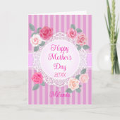 ピンクのバラの幸せな母の日 カード (正面)