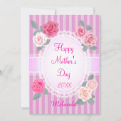 ピンクのバラの幸せな母の日 カード (正面)