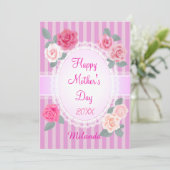 ピンクのバラの幸せな母の日 カード (スタンド正面)