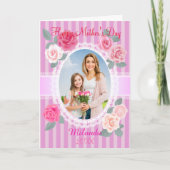 ピンクのバラの幸せな母の日 カード (正面)