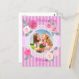 ピンクのバラの幸せな母の日 ポストカード