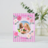 ピンクのバラの幸せな母の日 ポストカード (スタンド正面)