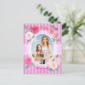 ピンクのバラの幸せな母の日 ポストカード (スタンド正面)