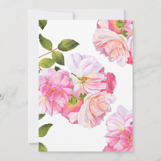 ピンクのバラの庭での結婚式 セーブザデート (裏面)