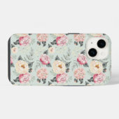 ピンクのバラの庭の花柄 iPhoneケース (裏面横)