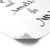 ピンクのバラの引用文ストップとバラの匂い ポスター (角)