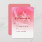 ピンクのバラの応答カード 出欠カード (正面/裏面)