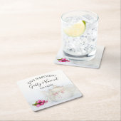 ピンクのバラの愛を持つ結婚ティーポットが醸造されている スクエアペーパーコースター (インサイチュ)