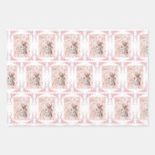 ピンクのバラの愛ウサギ ラッピングペーパーシート (正面3)