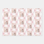 ピンクのバラの愛ウサギ ラッピングペーパーシート (正面2)