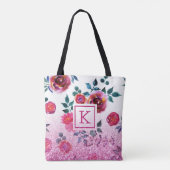 ピンクのバラの手の水絵を描の色 トートバッグ (裏面)