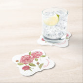 ピンクのバラの手スケッチ鉛筆Tシャツクッショントリ ペーパーコースター (インサイチュ)