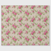 ピンクのバラの手絵を描 ラッピングペーパー (フラット)