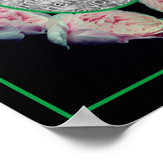 ピンクのバラの抽象芸術フレームあなたの写真を追加 ポスター (角)