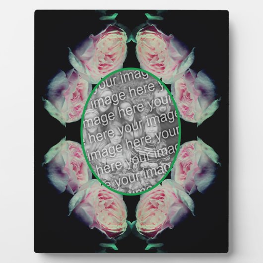 ピンクのバラの抽象芸術自分の写真を追加 フォトプラーク (正面)