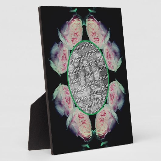 ピンクのバラの抽象芸術自分の写真を追加 フォトプラーク (側面)