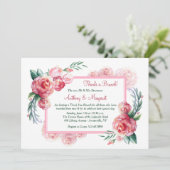 ピンクのバラの招待状 招待状 (スタンド正面)