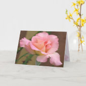 ピンクのバラの挨拶状 カード (黄色い花)