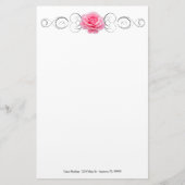 ピンクのバラの文パーソナライズされた具 便箋 (正面)