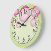 ピンクのバラの時計 ラージ壁時計 (傾斜)