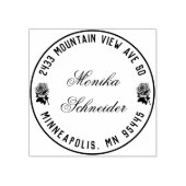 ピンクのバラの木の住所スタンプ ラバースタンプ (インプリント)