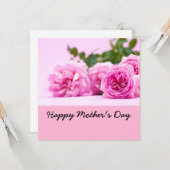 ピンクのバラの束とハッピーマザーズデイ カード (正面/裏面インサイチュ)