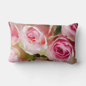 ピンクのバラの枕 ランバークッション (裏面)
