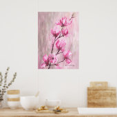 ピンクのバラの枝のポスター ポスター (キッチン)