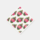 ピンクのバラの模様が可愛いヴィンテージ スタンダードカクテルナプキン (角)