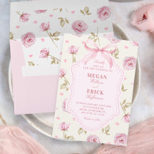 ピンクのバラの模様の弓の結婚式
