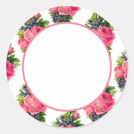 ピンクのバラの模様 ヴィンテージ ラウンドシール