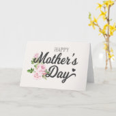 ピンクのバラの母の日の挨拶 | グリーティングカード (黄色い花)
