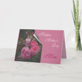 ピンクのバラの母の日グリーティングカード カード (正面)