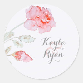 ピンクのバラの水の結婚色 ラウンドシール