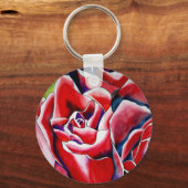 ピンクのバラの水の色のアー絵画ト キーホルダー (正面)