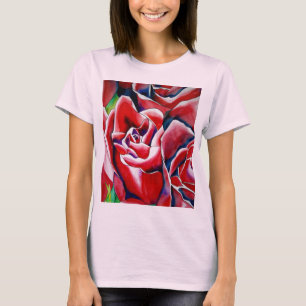 ピンクのバラの水の色のアー絵画ト Tシャツ