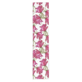 ピンクのバラの水の色のパターンの手絵を描形 ショートテーブルランナー