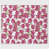 ピンクのバラの水の色のパターンの手絵を描形 ラッピングペーパー (フラット)