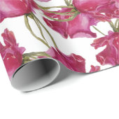 ピンクのバラの水の色のパターンの手絵を描形 ラッピングペーパー (ロールコーナー)