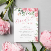 ピンクのバラの水の色のフローラエレガントブライダルシャワー 招待状