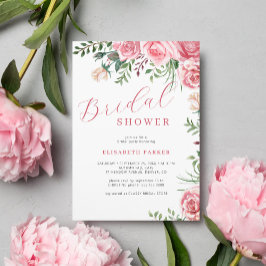 ピンクのバラの水の色のフローラエレガントブライダルシャワー 招待状