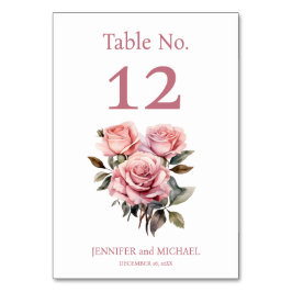 ピンクのバラの水の色結婚のテーブル番号 テーブルナンバー
