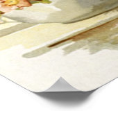 ピンクのバラの水彩を持つヴィンテージ花瓶プリント ポスター (角)